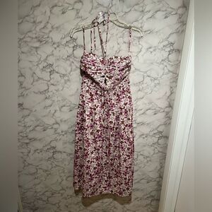 Jason Wu Ivory A-Line Dress with Pink & Brown Floral Pattern